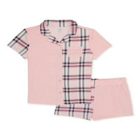 Cozy Jams Girls 2-bucata maneca scurta cu pantaloni scurți haina Set pijama, dimensiuni 4-16