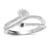 JewelersClub inele cu diamante stivuibile pentru femei– Bijuterii cu inel cu diamante albe de carate-0. Sterling Silver benzi