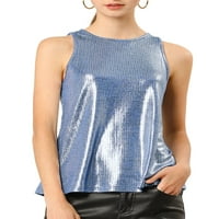 Chilipiruri unice femei metalice strălucitoare Rezervor de top Shimmer Camisole Vest