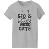 America grafică viața este mai bună cu pisici Citat Animal tricou grafic pentru femei