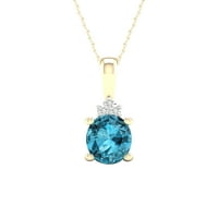 Imperial Gemstone 10k aur galben albastru topaz CT TW diamant Halo colier