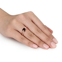Miabella femei 1 Carat T. G. W. inima-Cut Granat și diamant Accent 10kt Rose Gold deschis Crossover inel