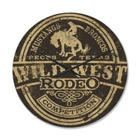 Designart 'Wild West Rodeo Poster' Ceas De Perete Modern Din Lemn