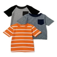 Garanimals Baby Boy & Toddler Boy buzunar & Stripe Tricouri Multipack, 3-Pack, 12M-5T