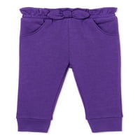 Garanimals Baby Girls Solid Terry pantaloni, dimensiuni 0 3M-24M