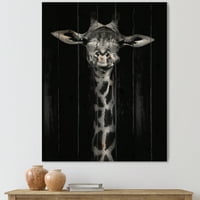 Designart 'Portretul unei girafe în monocrom' imprimeu de fermă pe lemn Natural de pin