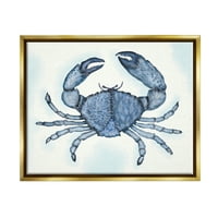 Stupell Industries gheare de Crab albastru viața mării model Botanic artă grafică aur metalic plutitor încadrat pânză imprimare artă de perete, Design de Darlene Seale