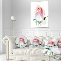 Designart trandafir roz cu stropi de vopsea-perna florala - 12x20
