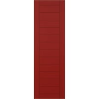 Ekena Millwork 15 W 47 h true Fit PVC șipcă orizontală încadrată în stil Modern obloane cu montare fixă, roșu foc