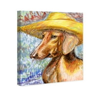 Runway Avenue animale Wall Art Canvas printuri 'Carson Kressley-Van Dogh' câini și cățeluși-Maro, Albastru