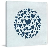 Marmont Hill Blue Circle Hearts Canvas Wall Art