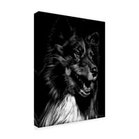 Marcă comercială Artă Plastică Canine Scratchboard X Canvas Art de Julie T. Chapman