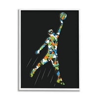 Stupell Industries jucător de baschet cu model minge Grafică Artă albă încadrată artă imprimată artă de perete, Design de Arrolynn Weiderhold