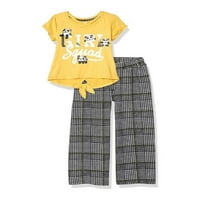 One Step Up Girls Graphic Tee și Palazzo Pant, set de ținute din 2 piese, dimensiuni 4-12