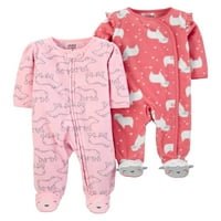 Carter 's Child Of Mine Baby Girl Microfleece pătură Sleep' n Play Pijamale, pachet 2