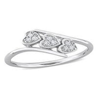 Miabella femei carate TW diamant Sterling Silver Triple inima promisiunea inel