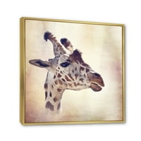 Designart 'Portret de aproape al unei girafe VII' casă de fermă încadrată pe pânză imprimeu de artă de perete