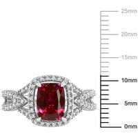 Miabella femei 2 carate creat Ruby Carat Diamond 10kt Aur Alb Halo Cocktail inel