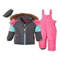 Set de SALOPETE și jachete de zăpadă roz Platinum Girls Colorblock, dimensiuni 4-16
