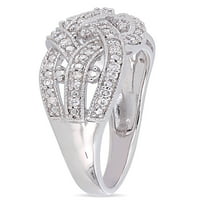 Carat T. W. Diamant Sterling Argint Criss-Cross Țesut Filigran Inel