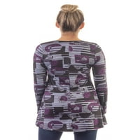 Confort Îmbrăcăminte Femei Violet Imprimare Scoop Gât Maneca Lunga Tunica Top