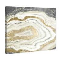 Wynwood Studio Abstract Wall Art Canvas Printuri 'Argint Aur Agat' Cristale-Aur, Alb