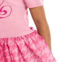 Barbie Fete Pulover rochie de Top cu fusta din plasa, marimi 4-16