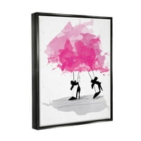 Stupell Industries Abstract Pink Fashion Heels Graphic Art Jet Black Floating Framed Canvas Print Wall Art, Design de Alison Petrie