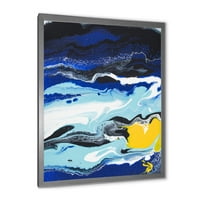Designart 'compoziție abstractă în albastru și galben VIII' modern Framed Art Print