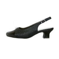 Jolie femei lățime largă Elegant toc scăzut Rochie Slingback pantofi negru 7