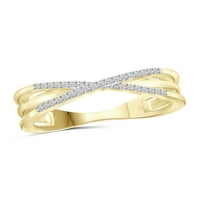 JewelersClub 14k aur placat cu argint Criss Cross inel – 0. Carate alb diamant inel cu 14k aur placat cu argint inel-real diamant