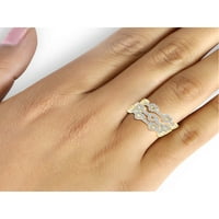 JewelersClub inele cu diamante stivuibile pentru femei-Bijuterii cu diamante albe de carate-benzi stivuibile din argint placat