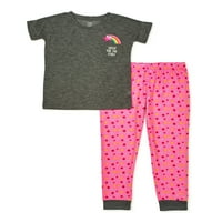 Bomboane pentru Fete Cu mânecă scurtă Shoot for the Stars pijama Shirt & Pink Star Jogger , set de pijama din 2 piese, dimensiuni