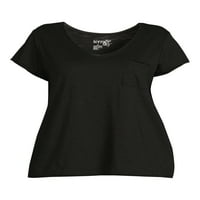 Terra și Sky femei V-Neck buzunar Tricot Top T-Shirt