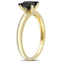 Carat TW diamant negru 14kt Aur Galben Negru placat cu rodiu Solitaire inel de logodna
