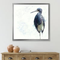 Designart 'Tricolor Heron Pasăre Pe Alb' Fermă Încadrată Art Print