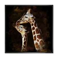 Designart 'aproape de două girafe saruta i' fermă înrămate panza perete Art Print