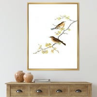 Designart 'păsări mici așezate pe ramurile copacilor II' imprimare tradițională de artă de perete din pânză încadrată