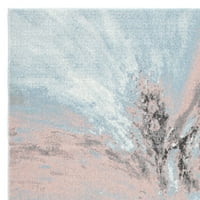 Covor De Zonă Abstractă Glacier Katelynn, Albastru Roz, 6 ' 7 9'
