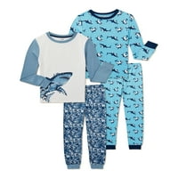 Cozy Jams Boys Topuri Cu mânecă lungă și pantaloni strâmți, Set de somn pijama, dimensiuni 4-12