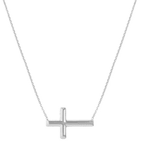 14k aur alb Femei 18 Cablu lanț colier cu lateral cruce