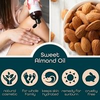 Sweet AlmondOil CarrierOil-masaj corporal natural Pur presat la rece uleiuri pentru amestec esențial de uleiuri, BabyOil piele uscată FaceMoisturizer demachiant pentru ochi unghii sănătoase Proprietăți de curățare oz