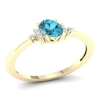 Imperial Gemstone 10k Galben Aur Oval tăiat elvețian albastru topaz CT TW diamant femei Inel