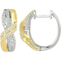 Carat T. W. diamant 10kt aur la modă în două tonuri Wrap Hoop cercei