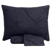 Sweet Home Collection, Microfibră De Lux Pinch Cut Pintuck Duvet Cover & Pillow Sham Set-Bleumarin , Regină