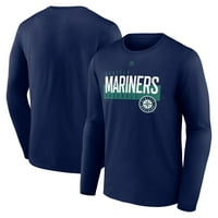Bărbați Fanatics Branded Navy Seattle Mariners agresiv urmărirea Mânecă lungă T-Shirt