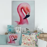 Designart 'portret Abstract al Pink Flamingo IV' casă de fermă încadrată pe pânză imprimeu de artă de perete