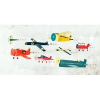 Oopsy Daisy ' s Airplanes On the Move Canvas Wall Art, 24x12