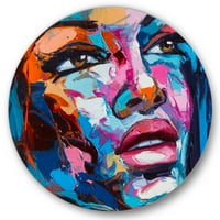 Designart 'Abstract colorat fantezie portret al unei tinere III' modern Circle Metal Wall Art-Disc de 11