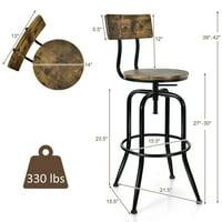 Gyma moda Set de bar industriale scaun reglabil pivotant contra-înălțime de luat masa scaun lateral